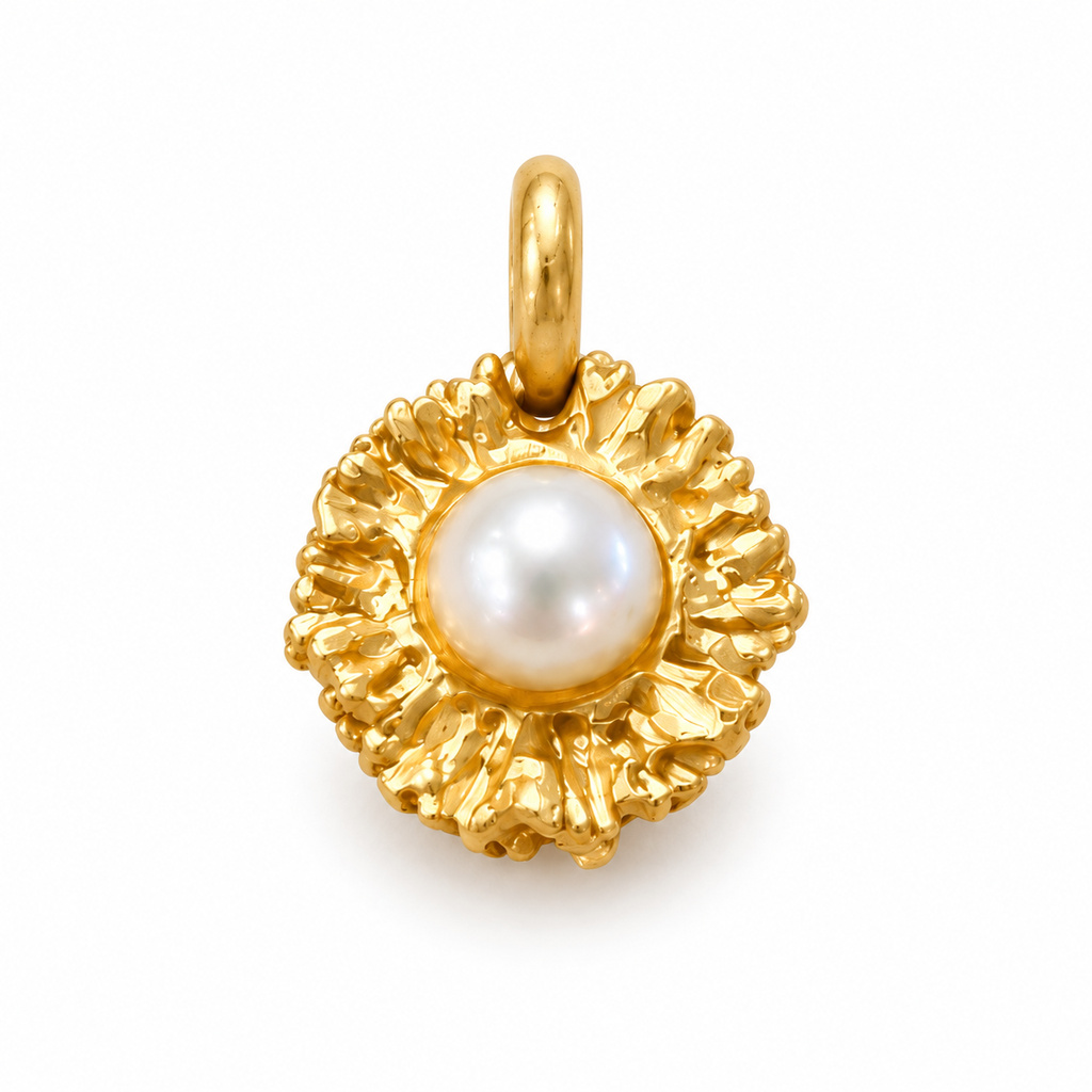 BLANKENSTEIN – Bockhornrose in Gold mit Süßwasserzuchtperle – Bild 3